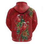 Aussie Red Cardinal Hoodie Aboriginal Inspired Christmas - Aussie Hoodie