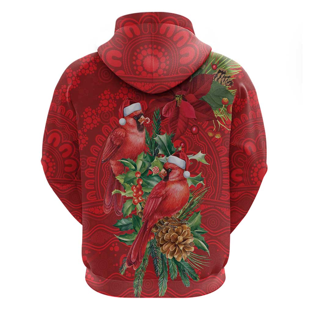 Aussie Red Cardinal Hoodie Aboriginal Inspired Christmas - Aussie Hoodie