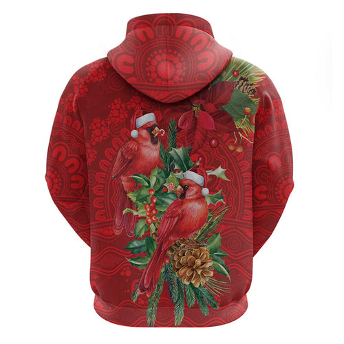 Aussie Red Cardinal Hoodie Aboriginal Inspired Christmas - Aussie Hoodie