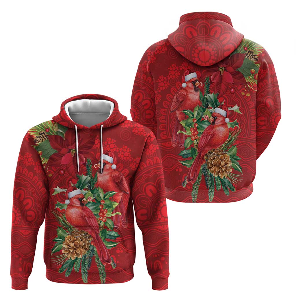 Aussie Red Cardinal Hoodie Aboriginal Inspired Christmas - Aussie Hoodie