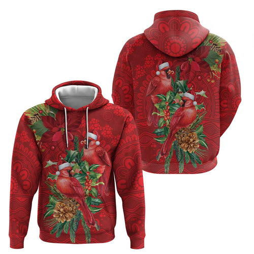 Aussie Red Cardinal Hoodie Aboriginal Inspired Christmas - Aussie Hoodie
