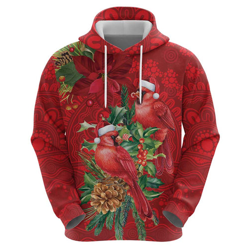 Aussie Red Cardinal Hoodie Aboriginal Inspired Christmas - Aussie Hoodie