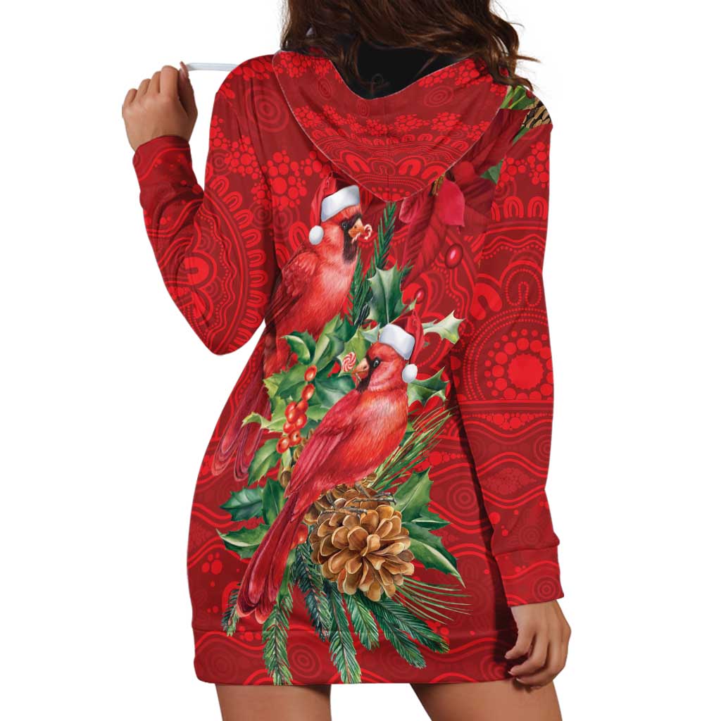 Aussie Red Cardinal Hoodie Dress Aboriginal Inspired Christmas - Aussie Hoodie