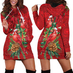Aussie Red Cardinal Hoodie Dress Aboriginal Inspired Christmas - Aussie Hoodie