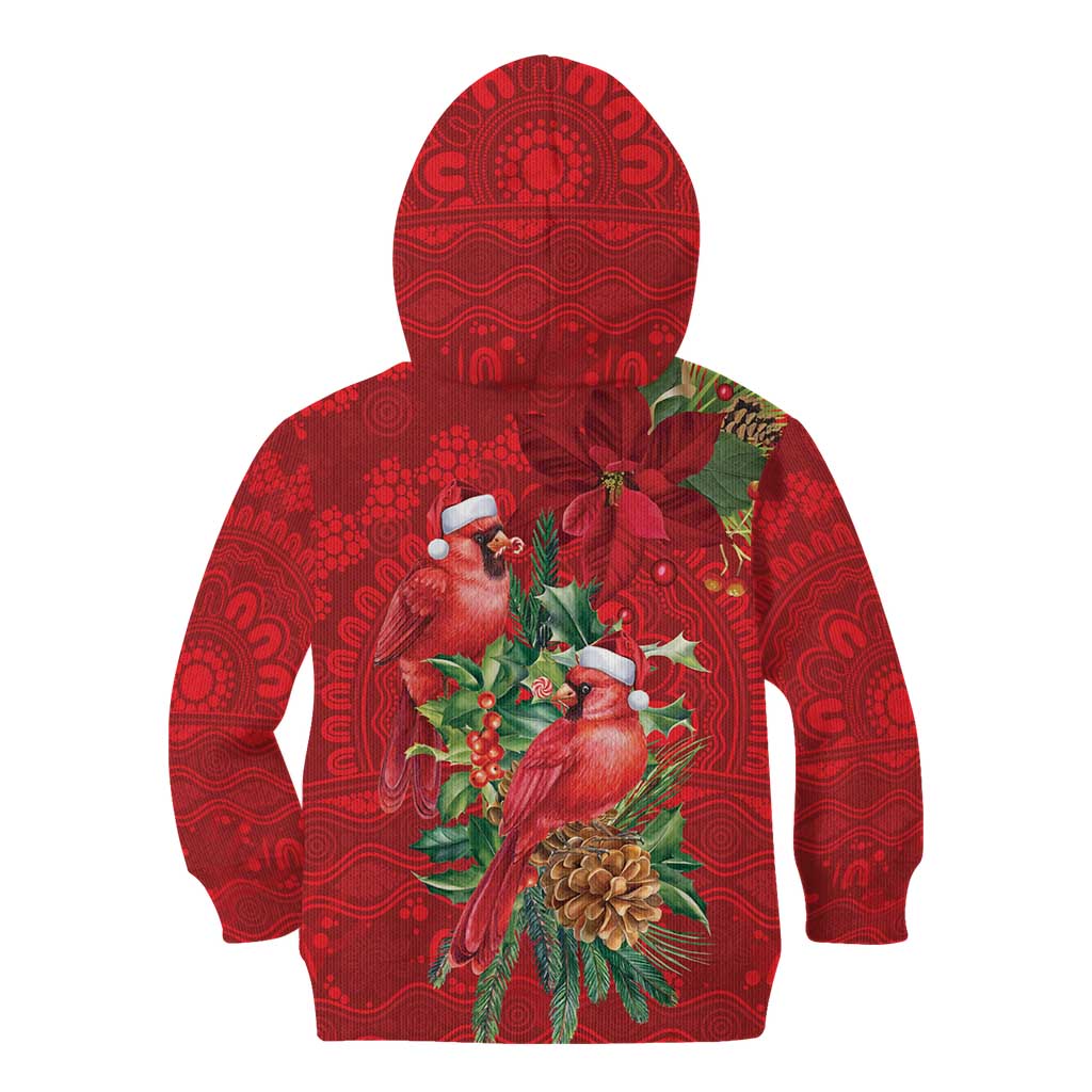 Aussie Red Cardinal Kid Hoodie Aboriginal Inspired Christmas - Aussie Hoodie