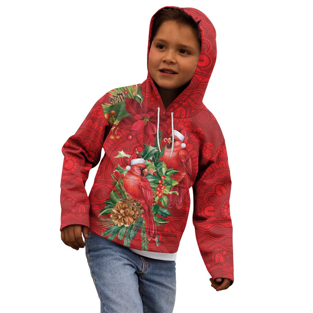 Aussie Red Cardinal Kid Hoodie Aboriginal Inspired Christmas - Aussie Hoodie