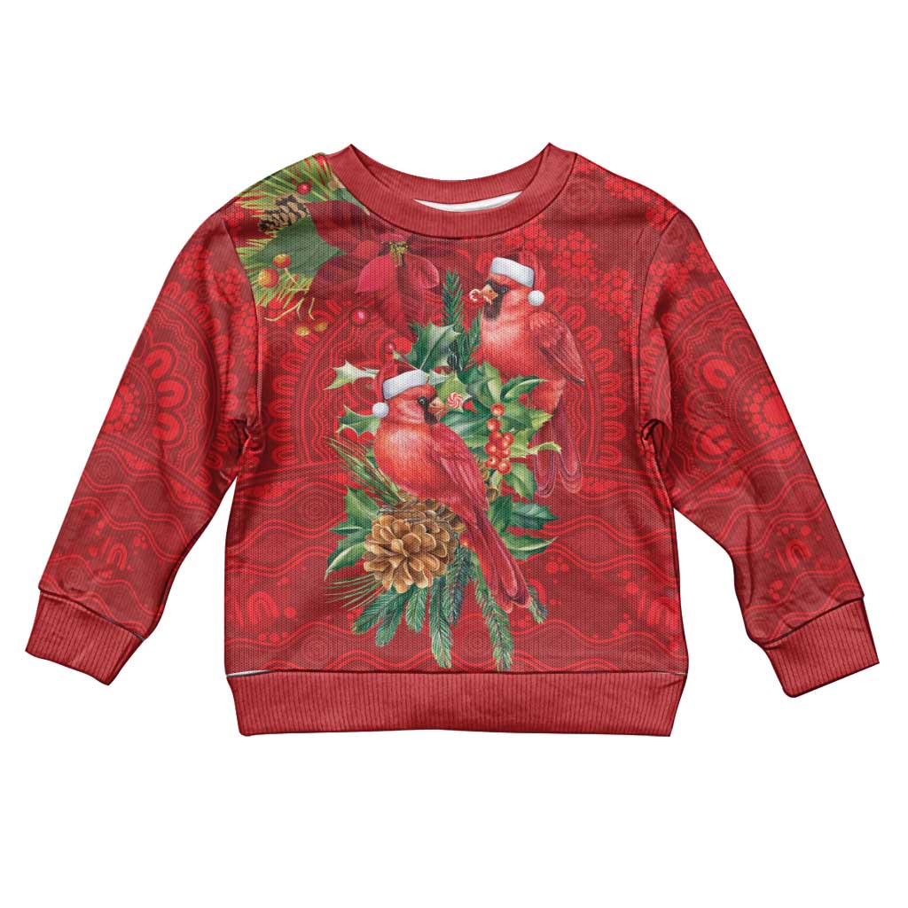 Aussie Red Cardinal Kid Ugly Christmas Sweater Aboriginal Inspired Christmas - Aussie Hoodie