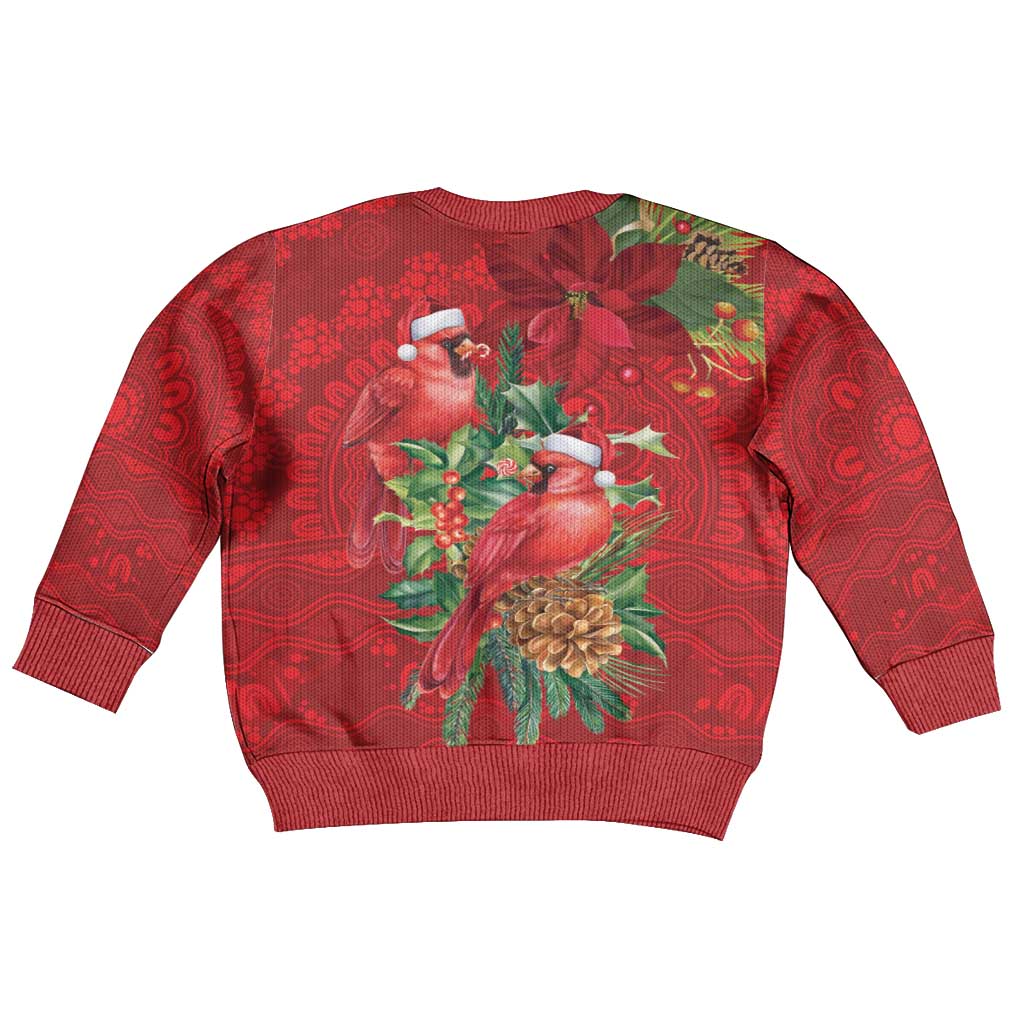 Aussie Red Cardinal Kid Ugly Christmas Sweater Aboriginal Inspired Christmas - Aussie Hoodie