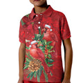 Aussie Red Cardinal Kid Polo Shirt Aboriginal Inspired Christmas - Aussie Hoodie