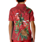 Aussie Red Cardinal Kid Polo Shirt Aboriginal Inspired Christmas - Aussie Hoodie
