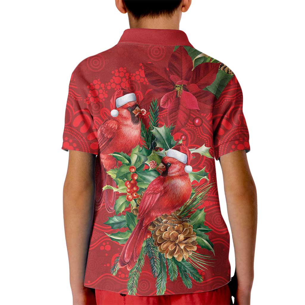 Aussie Red Cardinal Kid Polo Shirt Aboriginal Inspired Christmas - Aussie Hoodie