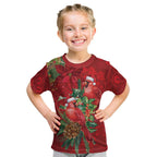 Aussie Red Cardinal Kid T Shirt Aboriginal Inspired Christmas - Aussie Hoodie
