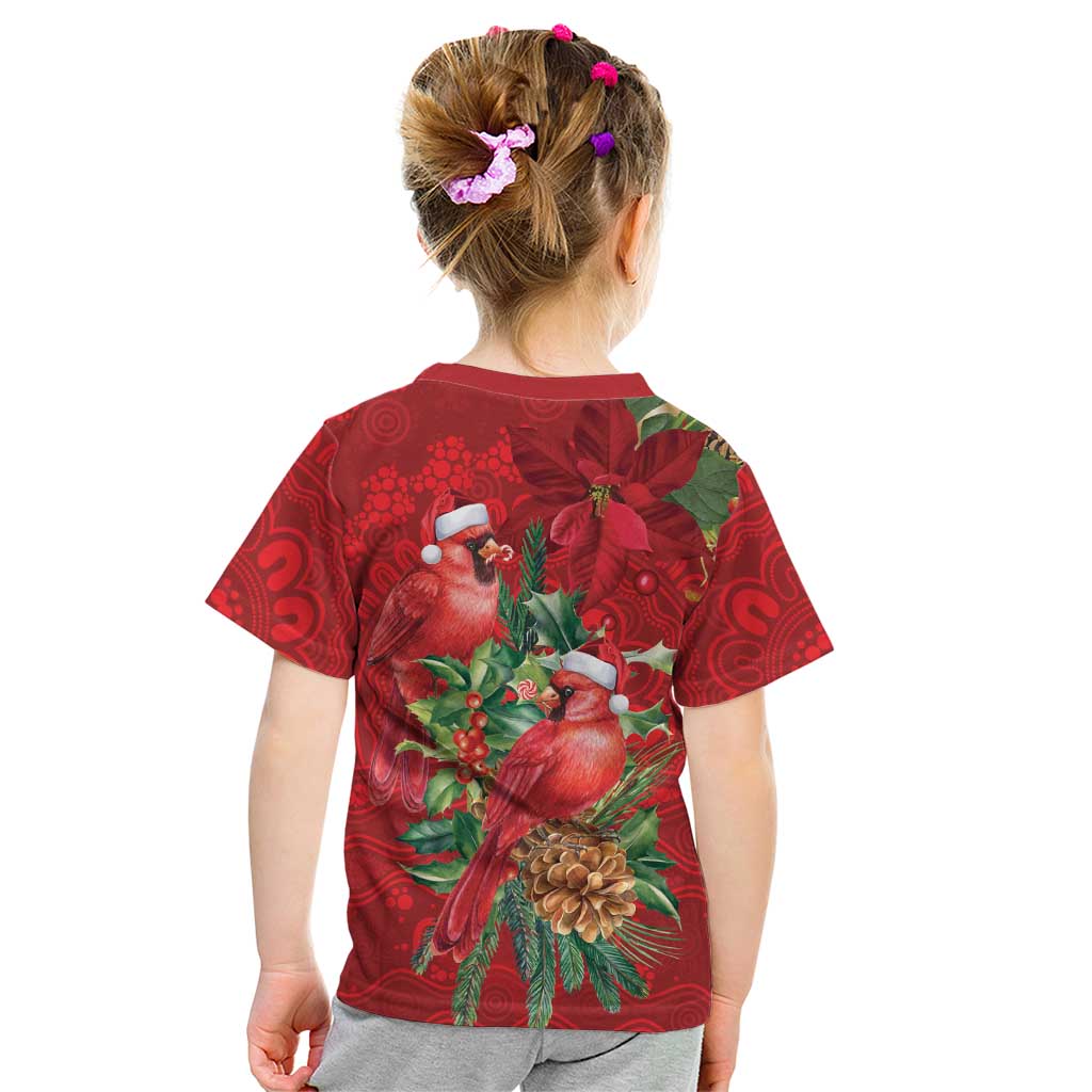 Aussie Red Cardinal Kid T Shirt Aboriginal Inspired Christmas - Aussie Hoodie