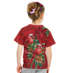 Aussie Red Cardinal Kid T Shirt Aboriginal Inspired Christmas - Aussie Hoodie