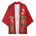 Aussie Red Cardinal Kimono Aboriginal Inspired Christmas - Aussie Hoodie
