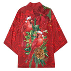 Aussie Red Cardinal Kimono Aboriginal Inspired Christmas - Aussie Hoodie