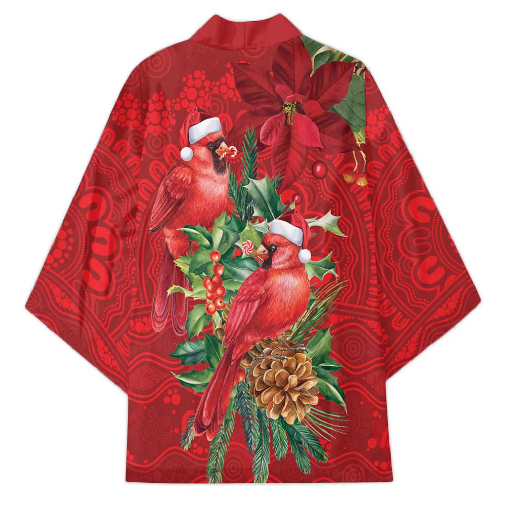 Aussie Red Cardinal Kimono Aboriginal Inspired Christmas - Aussie Hoodie