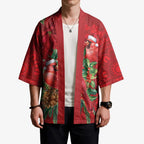 Aussie Red Cardinal Kimono Aboriginal Inspired Christmas - Aussie Hoodie