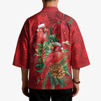 Aussie Red Cardinal Kimono Aboriginal Inspired Christmas - Aussie Hoodie