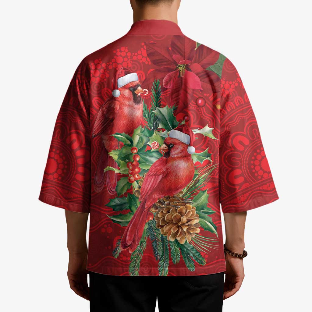 Aussie Red Cardinal Kimono Aboriginal Inspired Christmas - Aussie Hoodie