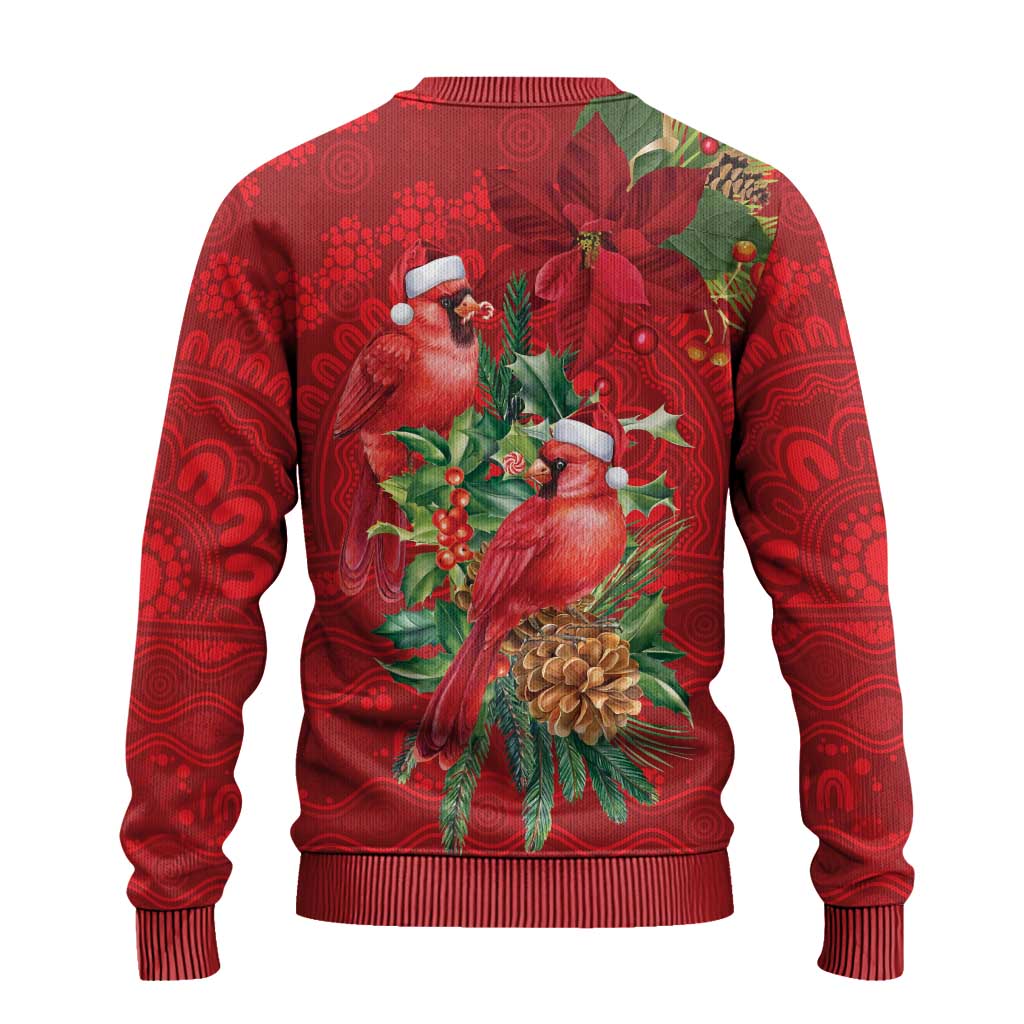 Aussie Red Cardinal Ugly Christmas Sweater Aboriginal Inspired Christmas - Aussie Hoodie