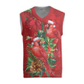 Aussie Red Cardinal Christmas Knitted V-Neck Vest Aboriginal Inspired Christmas - Aussie Hoodie