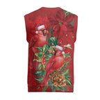 Aussie Red Cardinal Christmas Knitted V-Neck Vest Aboriginal Inspired Christmas - Aussie Hoodie