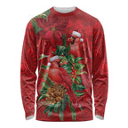 Aussie Red Cardinal Long Sleeve Shirt Aboriginal Inspired Christmas - Aussie Hoodie