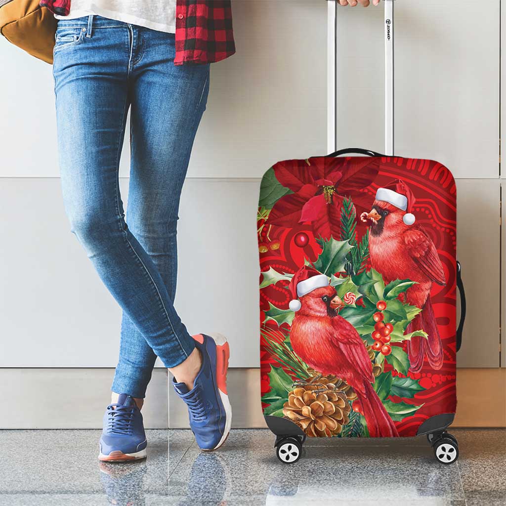 Aussie Red Cardinal Luggage Cover Aboriginal Inspired Christmas - Aussie Hoodie