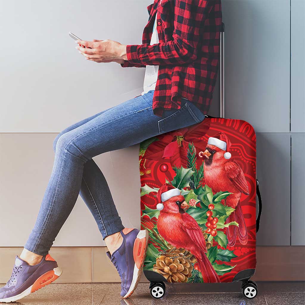 Aussie Red Cardinal Luggage Cover Aboriginal Inspired Christmas - Aussie Hoodie