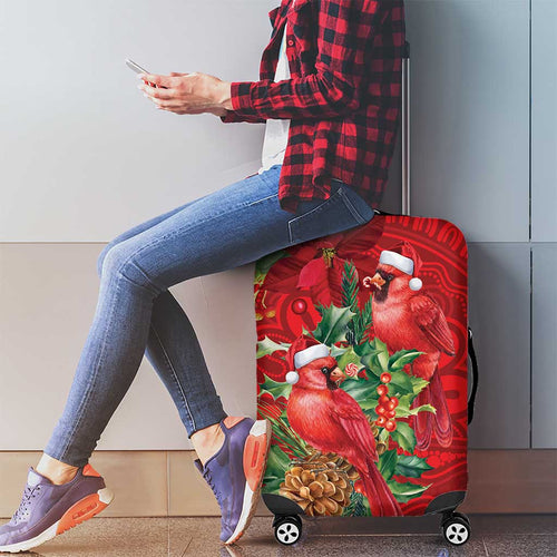 Aussie Red Cardinal Luggage Cover Aboriginal Inspired Christmas - Aussie Hoodie