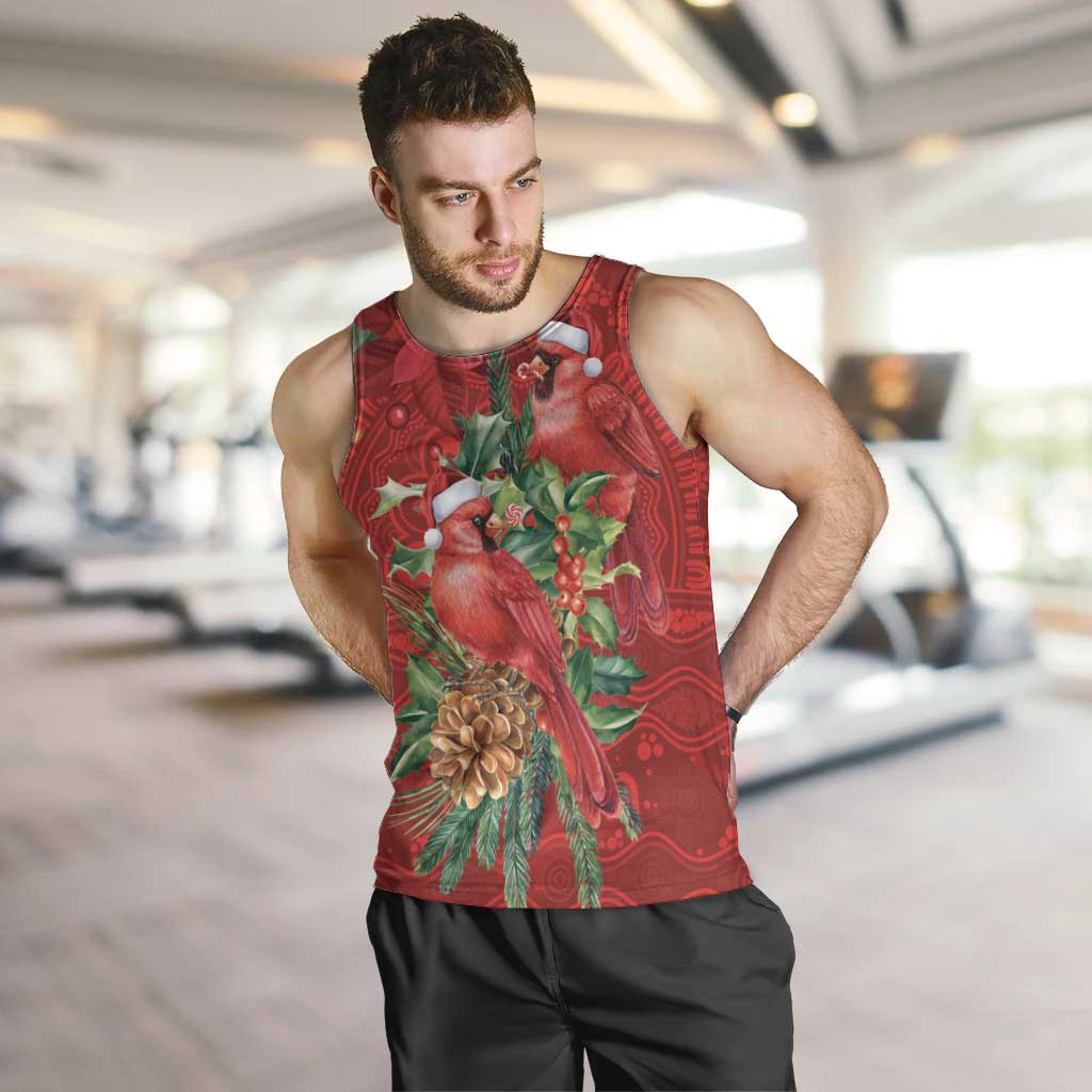 Aussie Red Cardinal Men Tank Top Aboriginal Inspired Christmas - Aussie Hoodie