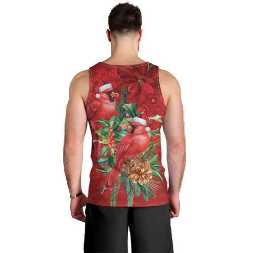 Aussie Red Cardinal Men Tank Top Aboriginal Inspired Christmas - Aussie Hoodie