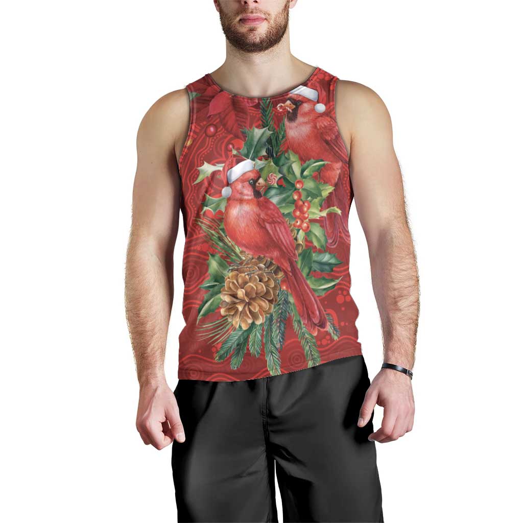Aussie Red Cardinal Men Tank Top Aboriginal Inspired Christmas - Aussie Hoodie