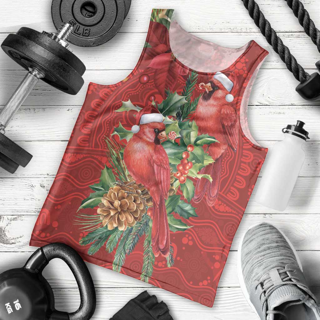 Aussie Red Cardinal Men Tank Top Aboriginal Inspired Christmas - Aussie Hoodie