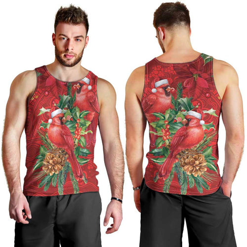 Aussie Red Cardinal Men Tank Top Aboriginal Inspired Christmas - Aussie Hoodie