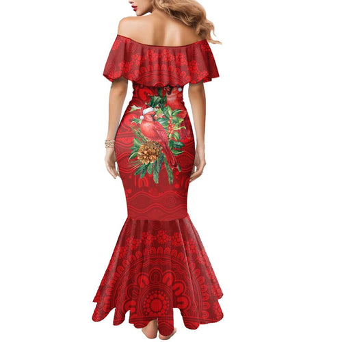 Aussie Red Cardinal Mermaid Dress Aboriginal Inspired Christmas - Aussie Hoodie