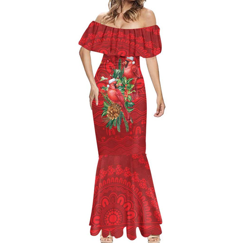 Aussie Red Cardinal Mermaid Dress Aboriginal Inspired Christmas - Aussie Hoodie