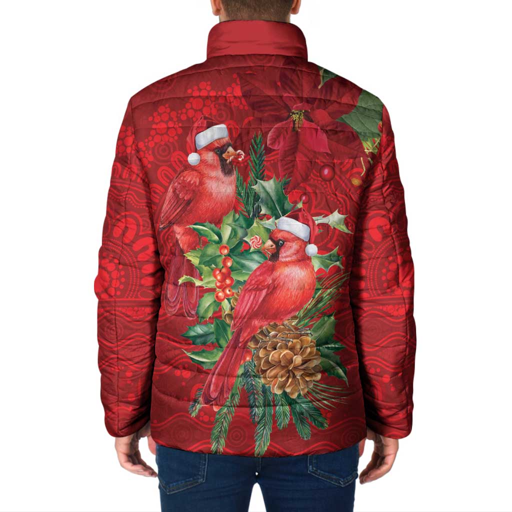 Aussie Red Cardinal Padded Jacket Aboriginal Inspired Christmas - Aussie Hoodie