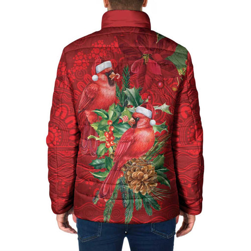 Aussie Red Cardinal Padded Jacket Aboriginal Inspired Christmas - Aussie Hoodie