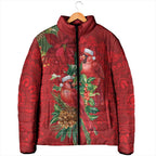 Aussie Red Cardinal Padded Jacket Aboriginal Inspired Christmas - Aussie Hoodie