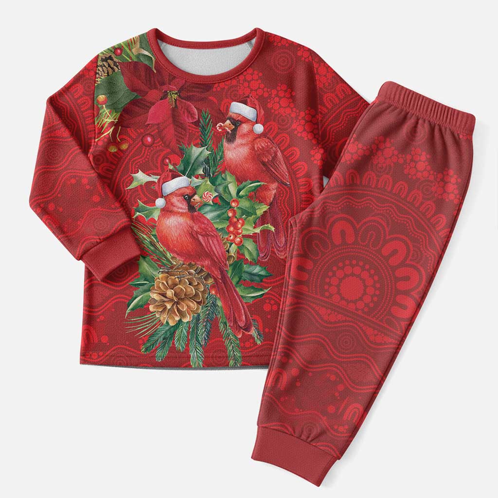 Aussie Red Cardinal Christmas Pajama Set Aboriginal Inspired Christmas - Aussie Hoodie