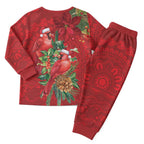 Aussie Red Cardinal Christmas Pajama Set Aboriginal Inspired Christmas - Aussie Hoodie