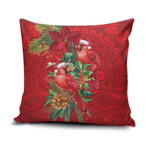 Aussie Red Cardinal Pillow Cover Aboriginal Inspired Christmas - Aussie Hoodie