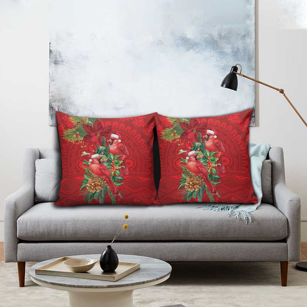 Aussie Red Cardinal Pillow Cover Aboriginal Inspired Christmas - Aussie Hoodie