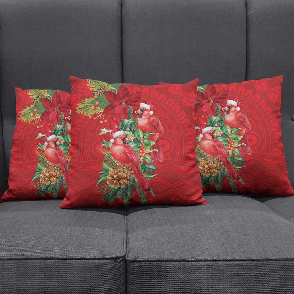Aussie Red Cardinal Pillow Cover Aboriginal Inspired Christmas - Aussie Hoodie