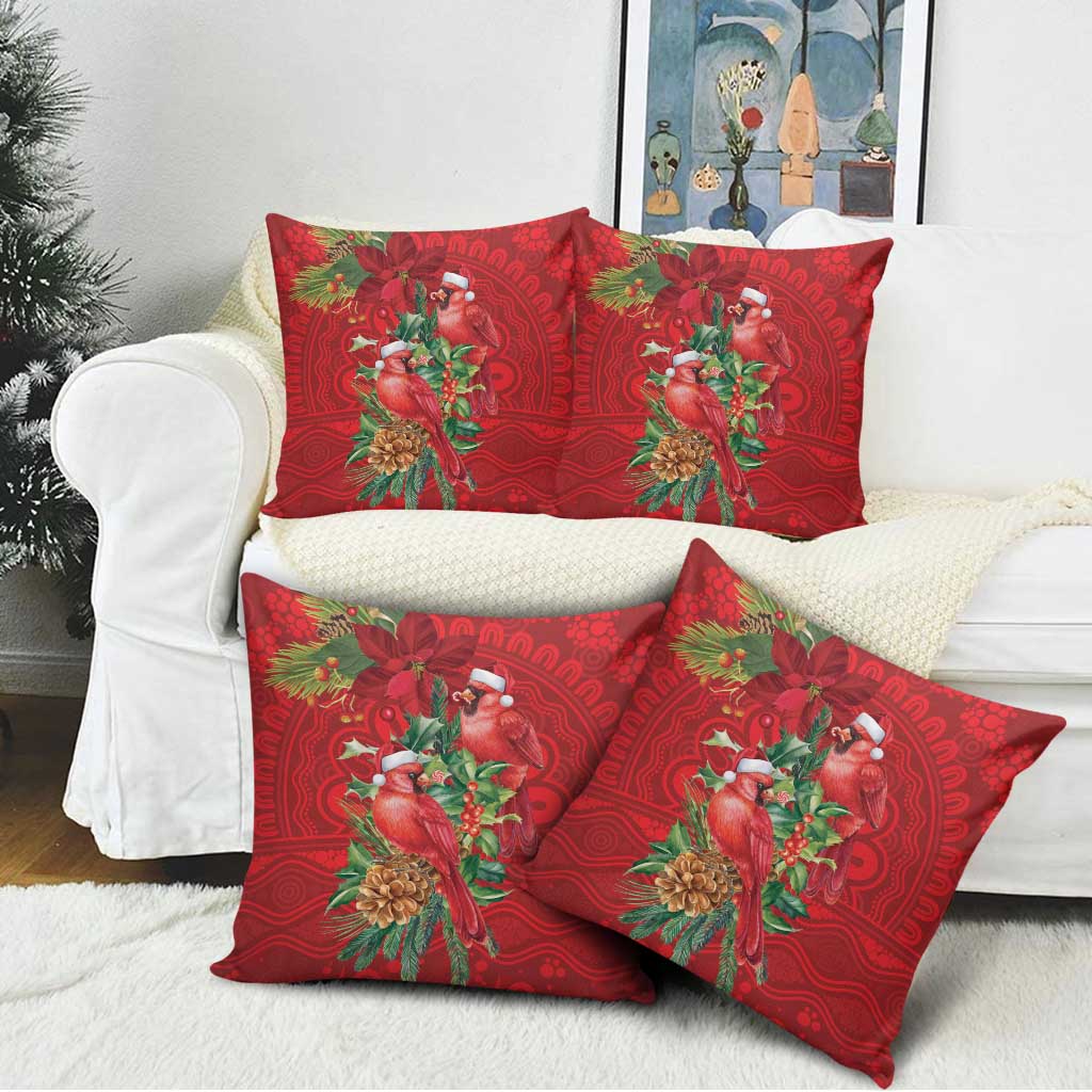 Aussie Red Cardinal Pillow Cover Aboriginal Inspired Christmas - Aussie Hoodie
