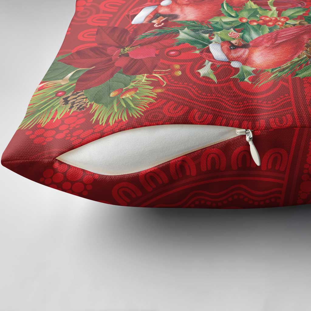 Aussie Red Cardinal Pillow Cover Aboriginal Inspired Christmas - Aussie Hoodie