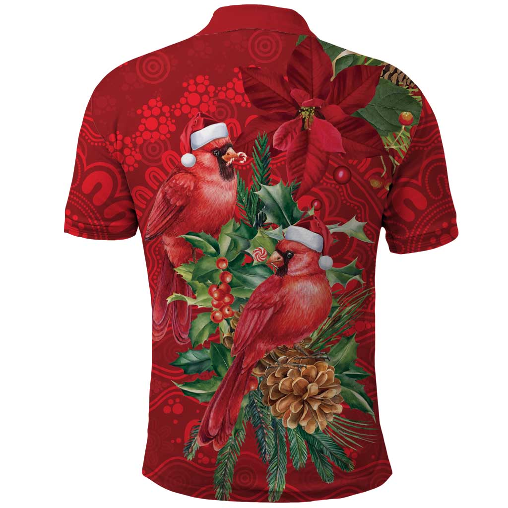 Aussie Red Cardinal Polo Shirt Aboriginal Inspired Christmas - Aussie Hoodie