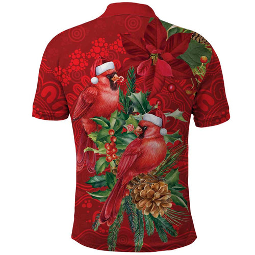 Aussie Red Cardinal Polo Shirt Aboriginal Inspired Christmas - Aussie Hoodie